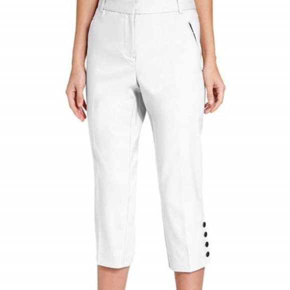 Style & Co. Pants - STYLE & CO White Button Hem Capri Pant 14